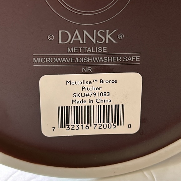 DANSK METTALISE BRONZE PITCHER NIB Crackle Microwave Dishwasher Serving Dining - Picture 9 of 12